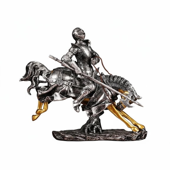 JWQFBC Armored Armored Horseman Statue Creative Gift Retro Knight and Horse Sculpture Collector's Item for Collectors, Office, Living Room