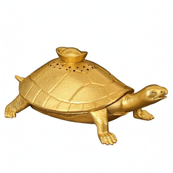 JWQFBC Brass Smoke Dispenser Textured Shell Turtle Smoke Dispenser Removable Lid Turtle Censer Holder, Incense Burner