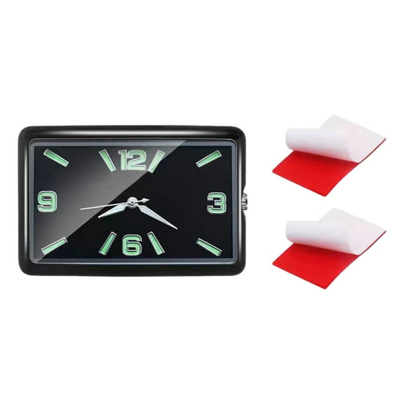 JWQFBC Car Interior Dashboard Clock Analog Stickon Watch for SUV Automotive RV Black Horizontal