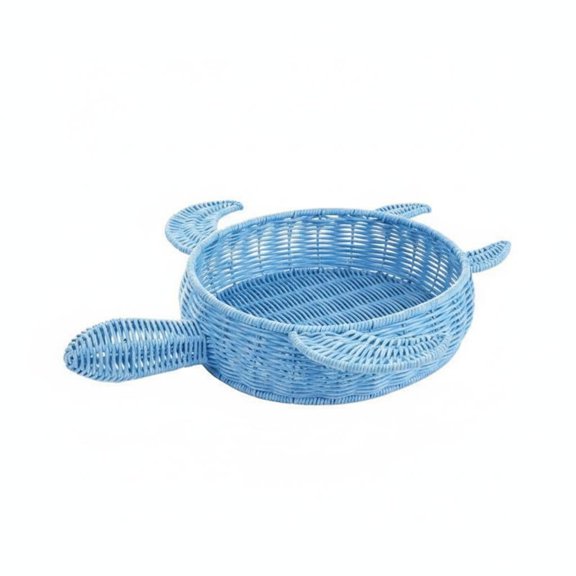 JWQFBC Cartoon Turtle Basket Versatile Blue Woven Basket Charming Design Household Storage for Desktop