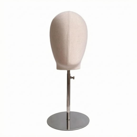 JWQFBC Cloth-Covered Mannequin Head Stand Stainless Steel Pinning-Friendly Mannequin Head Detachable Display Model, Silver
