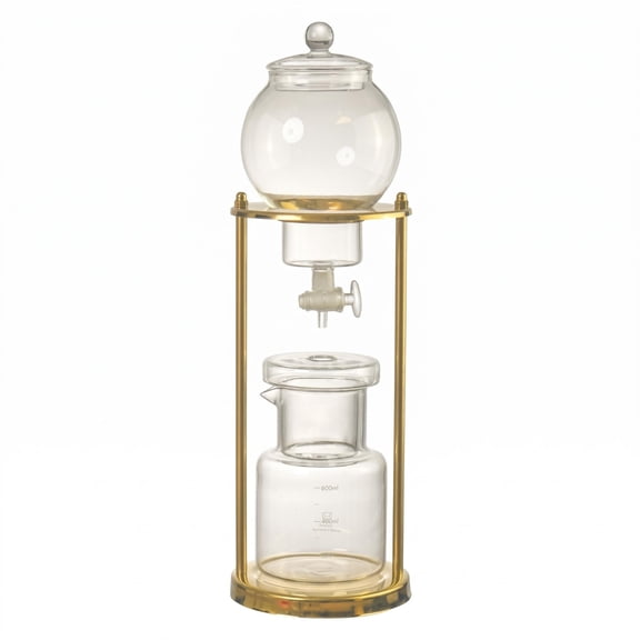 JWQFBC Cold drips Coffee Pot Stainless Steel Glass Coffee Dripper Gold-Toned Finish, Golden