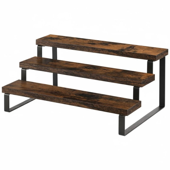 JWQFBC Countertop Display Effortless Setup to Install Multi Tiers Display Riser Sturdy Wood Step Shelf Organizer for Collectors
