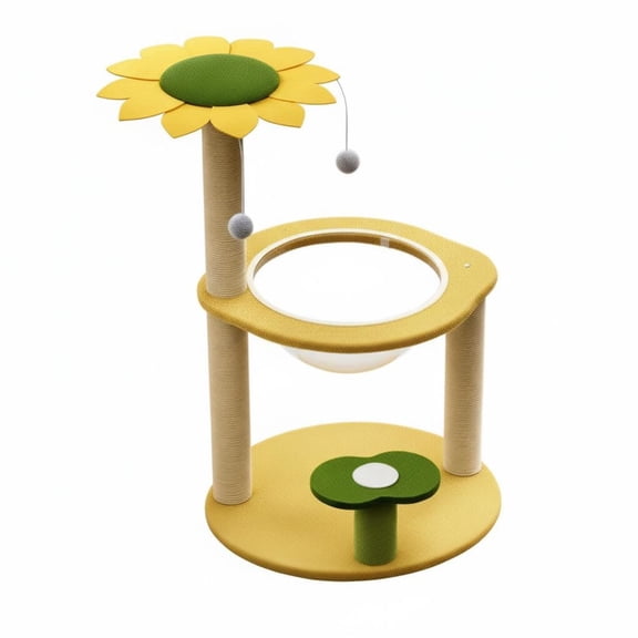 JWQFBC Flower Pet Perch Sturdy Base Flower Scratching Pad Soft Resting Spots Feline Perch with Scratch Post for Kittens
