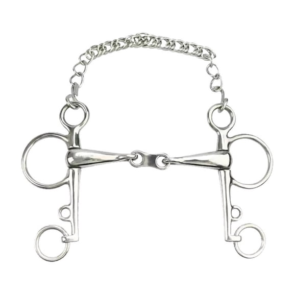 JWQFBC French Link Bit Long Shanks Curb Bit Loop Attachments Equestrian Tack, 135