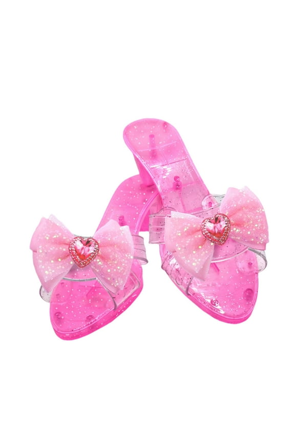 Girls Princess Shoes Bow Jelly Sandals Multi-functional Shoes Dress Up Role Play Pink