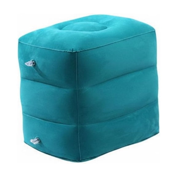 JWQFBC Inflatable Footrest Pillow Lightweight Adjustable Height Leg Rest Ergonomic Portable Travel Footstool for Commuters, Kids, Airplane, Train, Office, Peacock Blue, Regular 3-layer Adj
