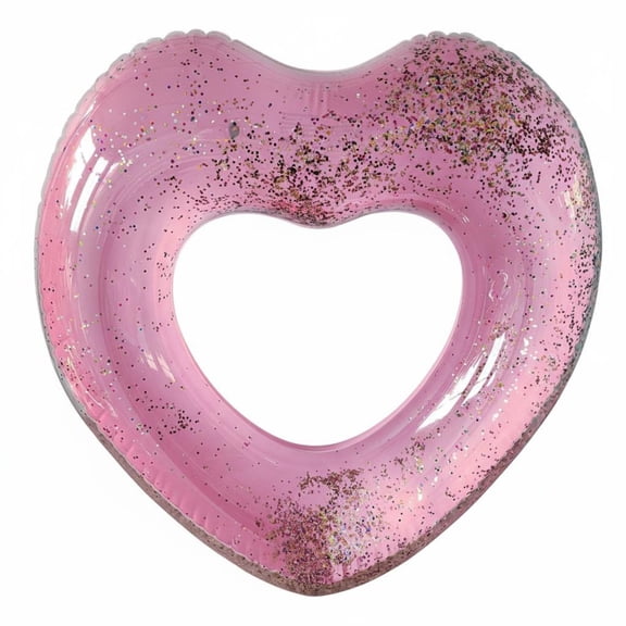 JWQFBC Inflatable Heart Easy to Inflate & Deflate Heart Shaped Swim Circle Tear Resistant Inflatable Lounger for Adults