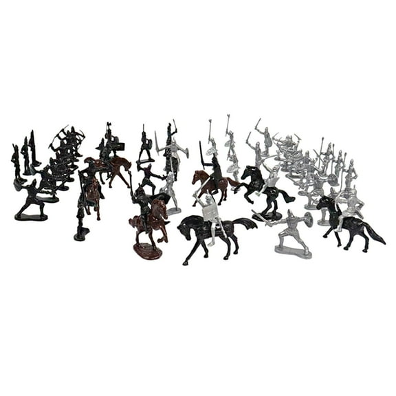 JWQFBC Knights Toys, Plastic Warriors Medieval Knights Horses Soldier Action 52pcs