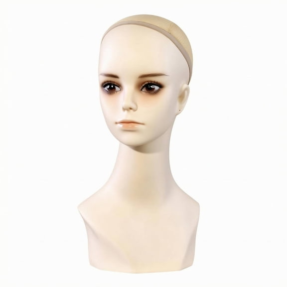 JWQFBC Mannequin Head with Shoulders PVC Hairpiece Display Head Smooth Surface, Short Style Pvc