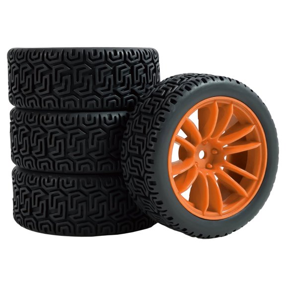 JWQFBC Maze Pattern Tire High traction 1/10 Scale Rally Car Wheel Set Rubber Tires Rally Tire for Track