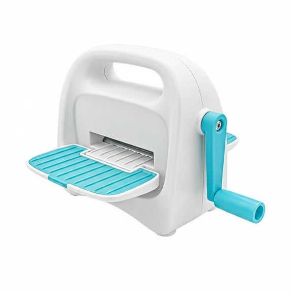 JWQFBC Mini Hand Crank Embossing Machine Foldable Manual Paper Embossing Machine Compact Hand-Operated Crank Embosser for Crafters, Beginners, Scrapbooking, Blue White