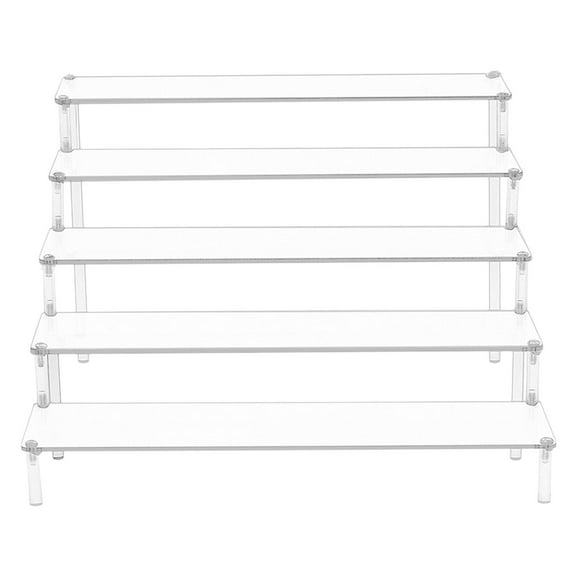 JWQFBC Multi-Use Transparent Multi-Tier Acrylic Rack Collectibles Riser Shelf 5 Ladder