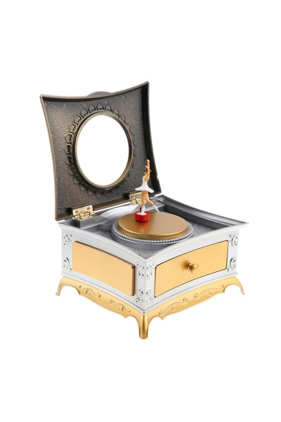 Musical Jewelry Box for Girls with Drawer and Mirror, Castle in the Sky Tune Gold