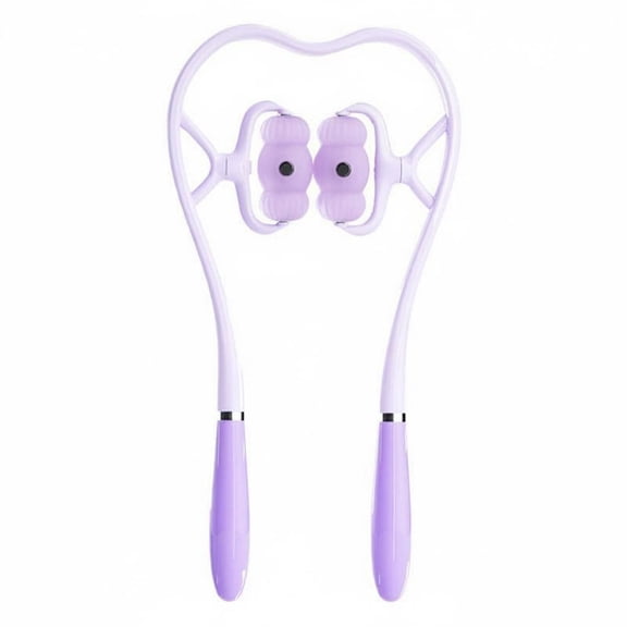 JWQFBC Neck Roller 360 Rotating Rollers Cervical Spine Massage Tool Ergonomic Handles Handheld Neck and Shoulder for Home, Office, Travel, Light Purple