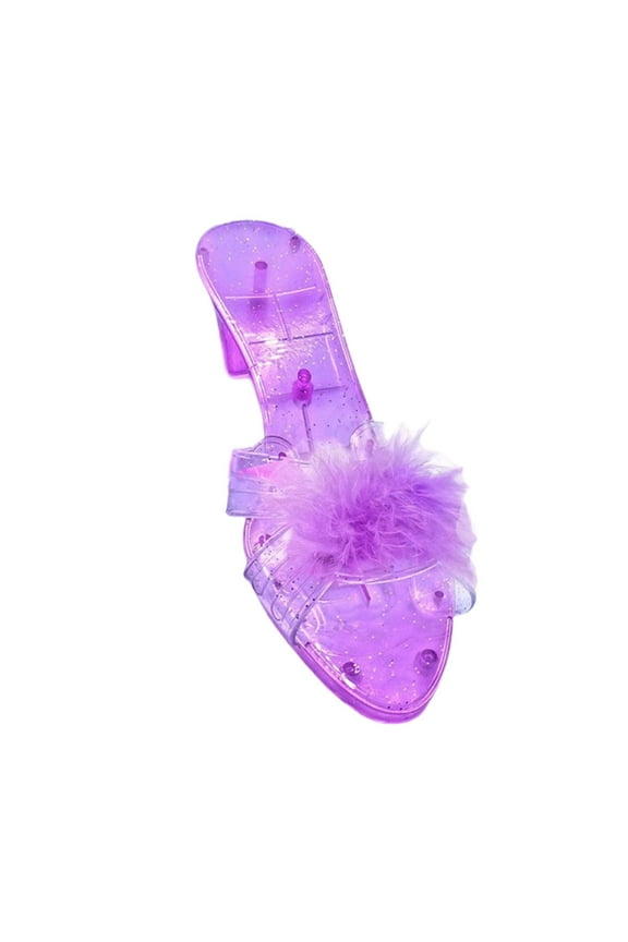 Princess Shoes Fancy Dress Multifunctional Beautiful Heels Slip on Shoe for Kids Purple