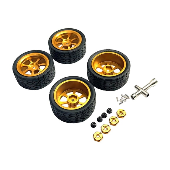 JWQFBC RC Wheels and Tires 12mm Hex Hub Stylish Wheel Rims Set RC Tires RC Car Parts M3 Gold