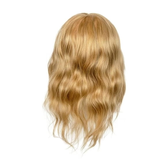 JWQFBC Real Hair Practice Head Wavy Real Hair Mannequin Head Straightenable for Stylists, Beauty School, Gold