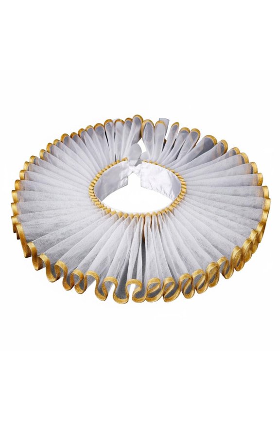 Ruff Dramatic Oversized Design Elizabethan Neck Ruff Adjustable Ribbon Tie Fake Neck for Cosplayers, Halloween