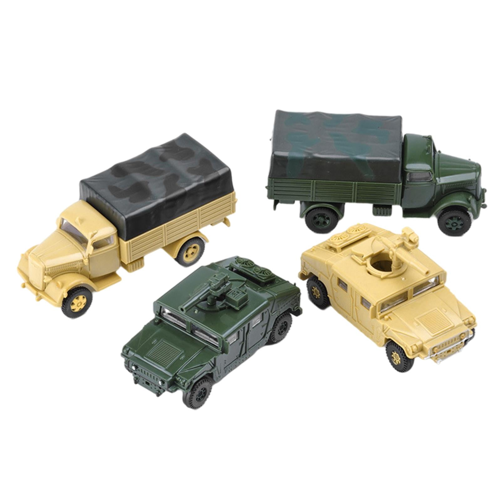 JWQFBC Set of 4 1/72 4D Assemble Truck Micro Landscape Building Kit Educational Toy Sand Table Toy Vehicle Model Toy Plastic