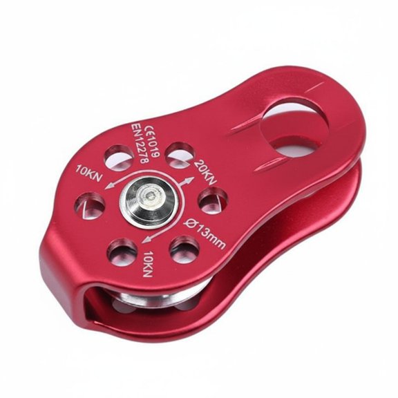 JWQFBC Single Sheave Pulley Block 7075 Alloy Aluminum Pulley Block 20 kN Climbing Gear for Rigging, Pulling, Short Distance Crossing, Red