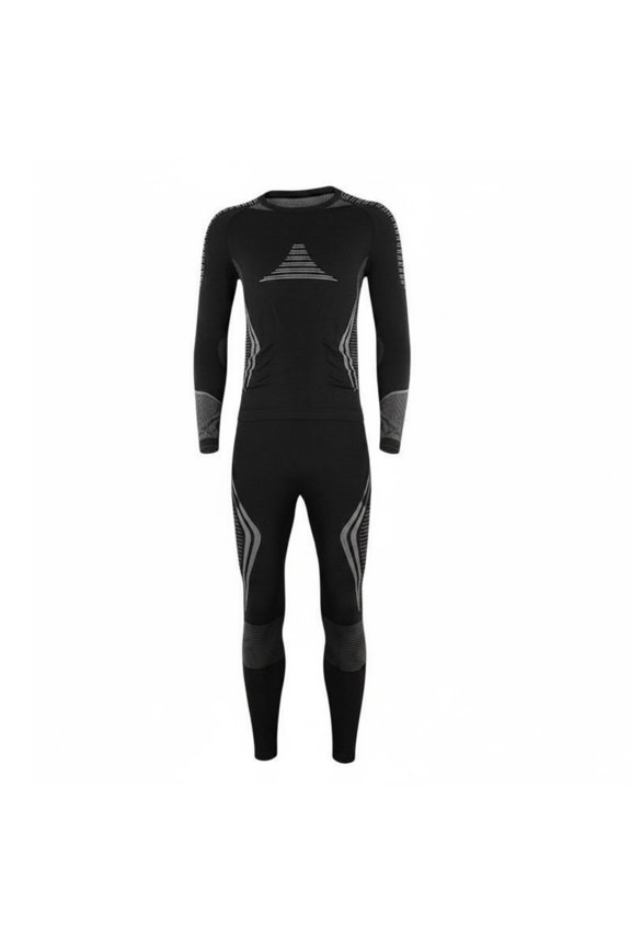 Ski Thermal Underwear Dry Thermal Compression Set Warm Compression Base Layer Set for Women, Men, Skiing, Outdoor, Winter Sports, Men Black Gray