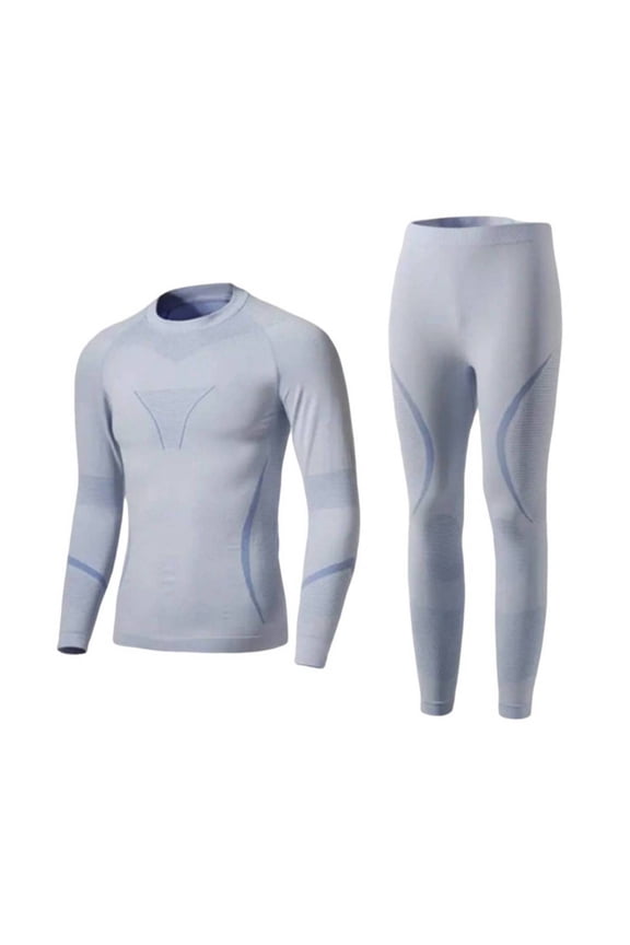 Ski Underlayer Layer Set Moisture Wicking Thermal Base Layer Set Breathable Seamless Compression Underwear for Mountaineering, Run, White Blue