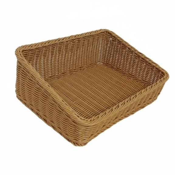 JWQFBC Slanted Opening Display Basket Versatile Angled Woven Basket Space-Saving Design Wicker Storage Bin for Bakery, Kitchen Countertop