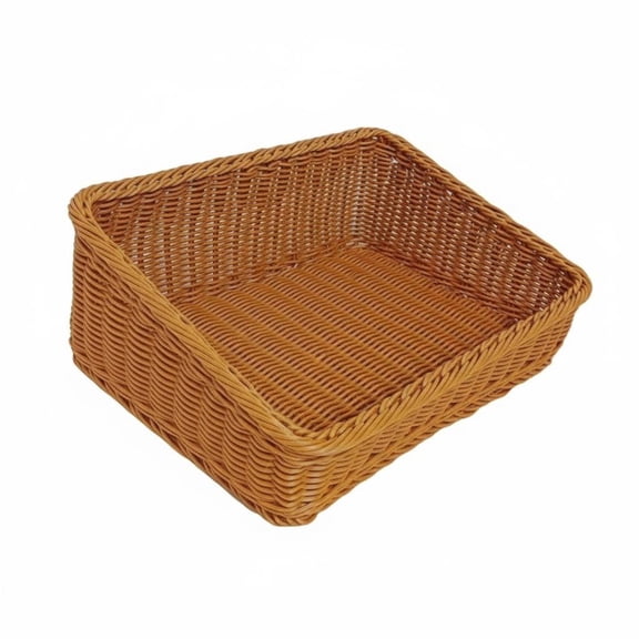 JWQFBC Slanted Opening Display Basket Versatile Angled Woven Basket Space-Saving Design Wicker Storage Bin for Bakery, Kitchen Countertop
