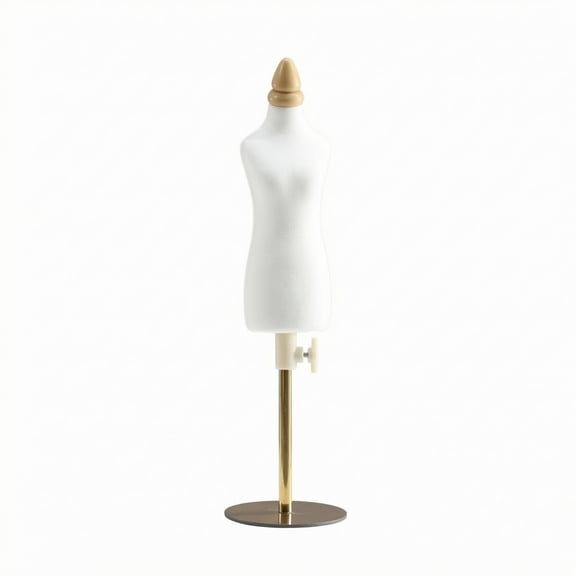 JWQFBC Small Doll Dress Form Mannequin Garment Draping Clothing Design Mannequin Pinning Pattern Making Form for Designers, Sewers, Sewing Workspace, Gold, 1/4