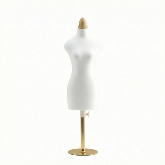 JWQFBC Small Doll Dress Form Mannequin Garment Draping Clothing Design Mannequin Pinning Pattern Making Form for Designers, Sewers, Sewing Workspace, Gold, 1/2