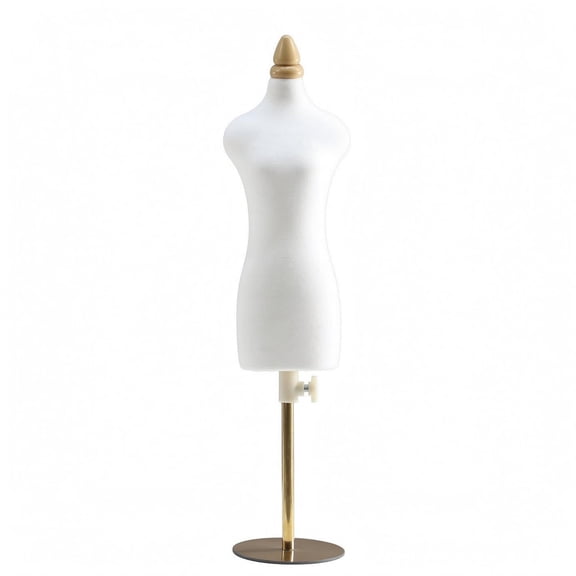 JWQFBC Small Doll Dress Form Mannequin Garment Draping Clothing Design Mannequin Pinning Pattern Making Form for Designers, Sewers, Sewing Workspace, Gold, 1/3