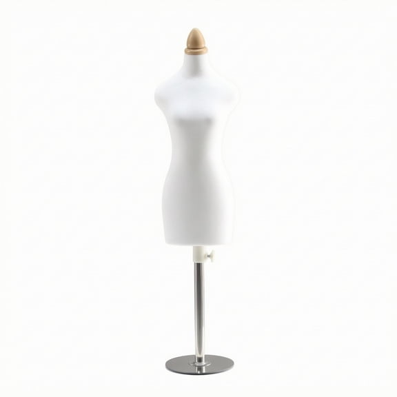 JWQFBC Small Doll Dress Form Mannequin Garment Draping Clothing Design Mannequin Pinning Pattern Making Form for Designers, Sewers, Sewing Workspace, Silver, 1/2