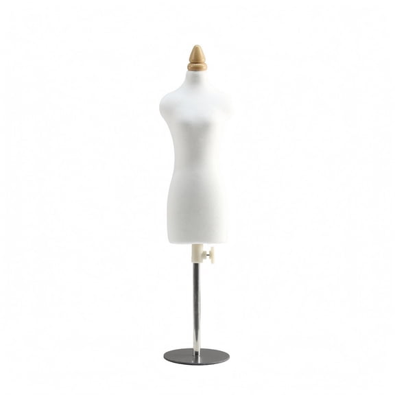 JWQFBC Small Doll Dress Form Mannequin Garment Draping Clothing Design Mannequin Pinning Pattern Making Form for Designers, Sewers, Sewing Workspace, Silver, 1/3