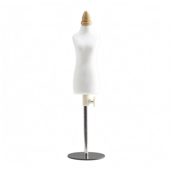 JWQFBC Small Doll Dress Form Mannequin Garment Draping Clothing Design Mannequin Pinning Pattern Making Form for Designers, Sewers, Sewing Workspace, Silver, 1/4