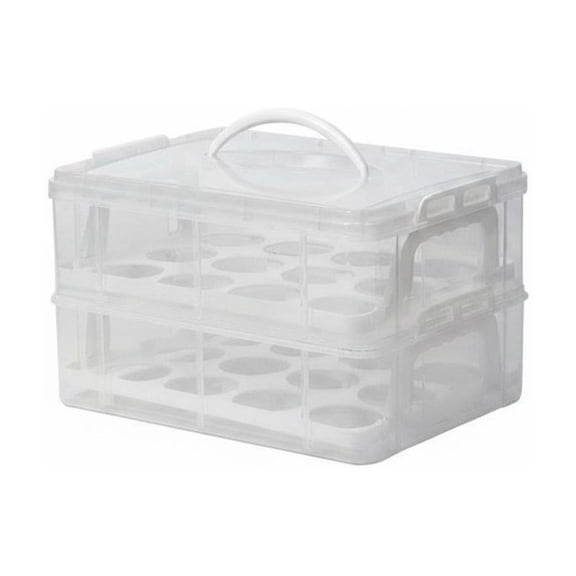 JWQFBC Stackable Cupcake Carrier Reusable Multi-Layer Dessert Box Clear View Tiered Food Storage Holder for Caterers, Potluck