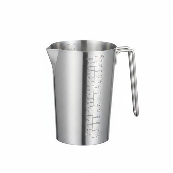 JWQFBC Stainless Steel Measuring Cup Engraved Markings Pouring Measuring Cup Thickened Kitchen Mixing Pitcher, 304 Extra-thick 3L