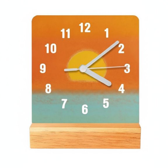JWQFBC Sunset Clock Gift Silent Table Clock Easy to Use Home Decor