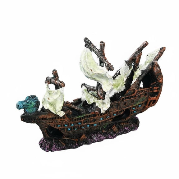 JWQFBC Tank Sailboat Wreck Figurine Realistic Design Resin ship Decor Aquarium Shipwreck