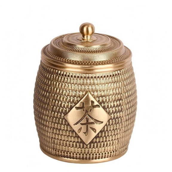 JWQFBC Tea Container Canister Woven Texture Lidded Brass Canister Decorative Plaque, Bronze