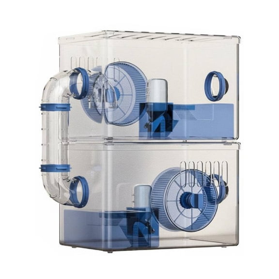 JWQFBC Transparent Hamster Cage Well-Ventilated Clear Acrylic Hamster Cage Modular Design Small Animal Enclosure for Beginners