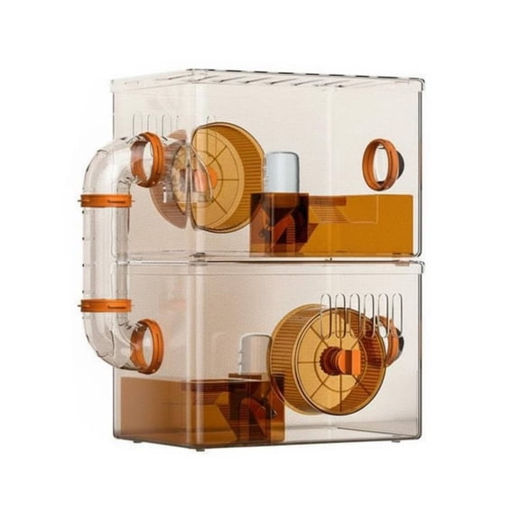 JWQFBC Transparent Hamster Cage Well-Ventilated Clear Acrylic Hamster Cage Modular Design Small Animal Enclosure for Beginners