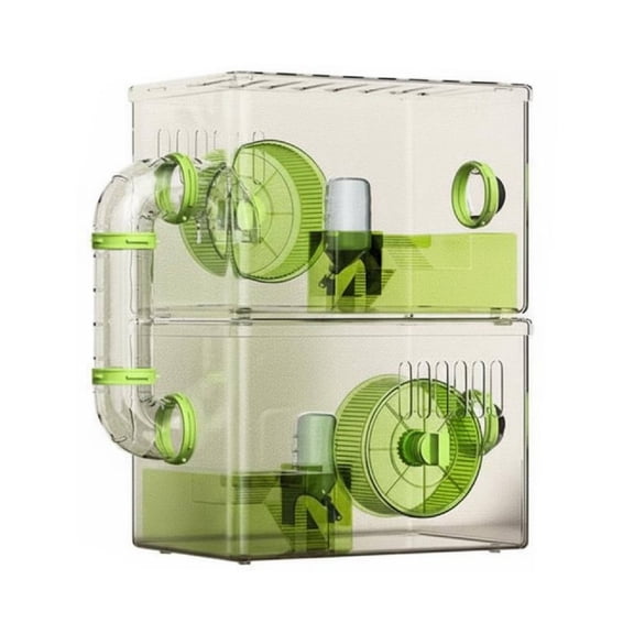 JWQFBC Transparent Hamster Cage Well-Ventilated Clear Acrylic Hamster Cage Modular Design Small Animal Enclosure for Beginners