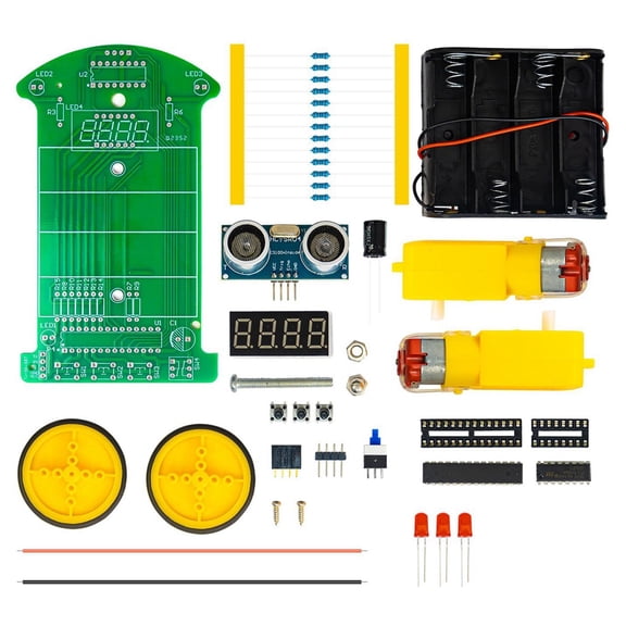JWQFBC Ultrasonic Ranging Obstacle Avoidance Car Self Assembly Welding Practice DIY Kit