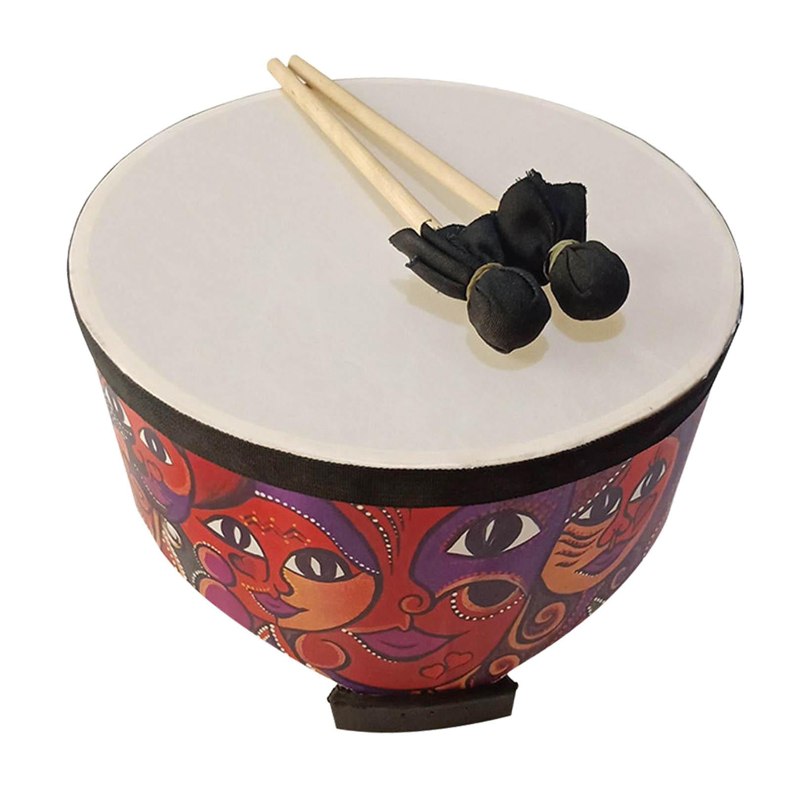 JWQFBC Wood Ground Drum Gift with 2 Mallets Educational Orff Percussion Rhythm Drum for 10inch