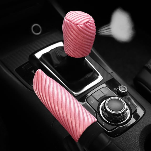 JWQI Universal 2 Pack Car Gear Shift Knob Cover Handbrake Cover, Automotive Anti-Slip Breathable Comfortable Handbrake Gear Shift Protector, Vehicle Interior Accessories