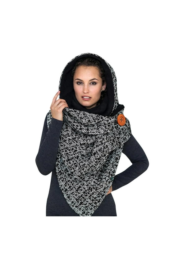 2 in 1 Shawl Wraps for Women Head Band Winter Scarves Fall Fashion Must Have Hoodie Fitness Hijab Womens Scarf Black