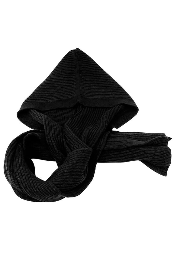 2 in 1 Shawl Wraps for Women Headwrap Winter Scarves Winter Clothing Hoodie Fitness Hijab Womens Scarf Black