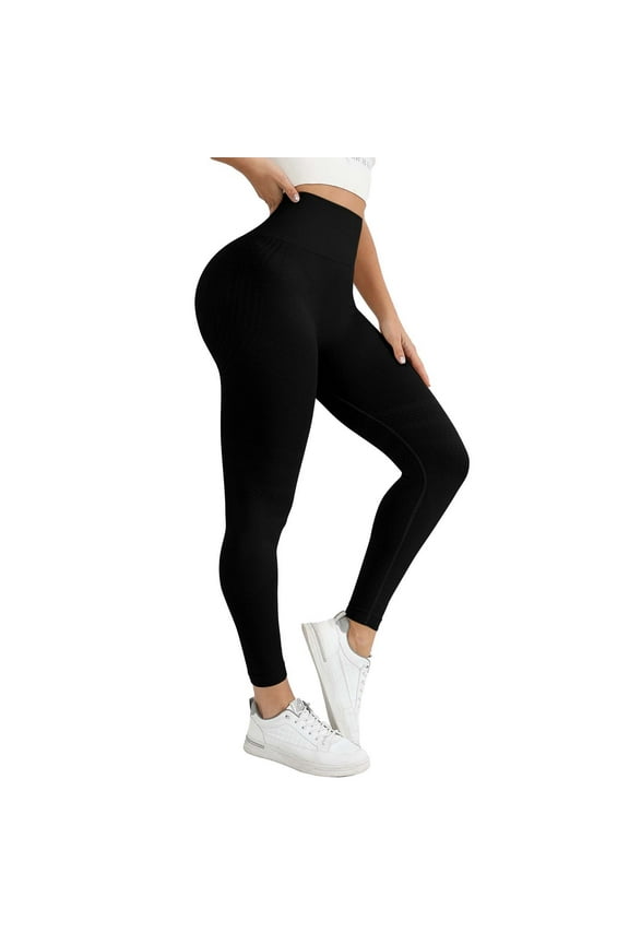 Butt Lifting Leggings for Women Workout Tummy Control Compresssion No Front Seam Scrunch Booty Women's Yoga Pants Black