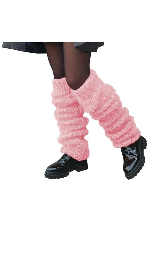Leg Warmers Y2K Knit Faux Fur Cozy Leg Sleeve Wool Dance Winter Boots Red2
